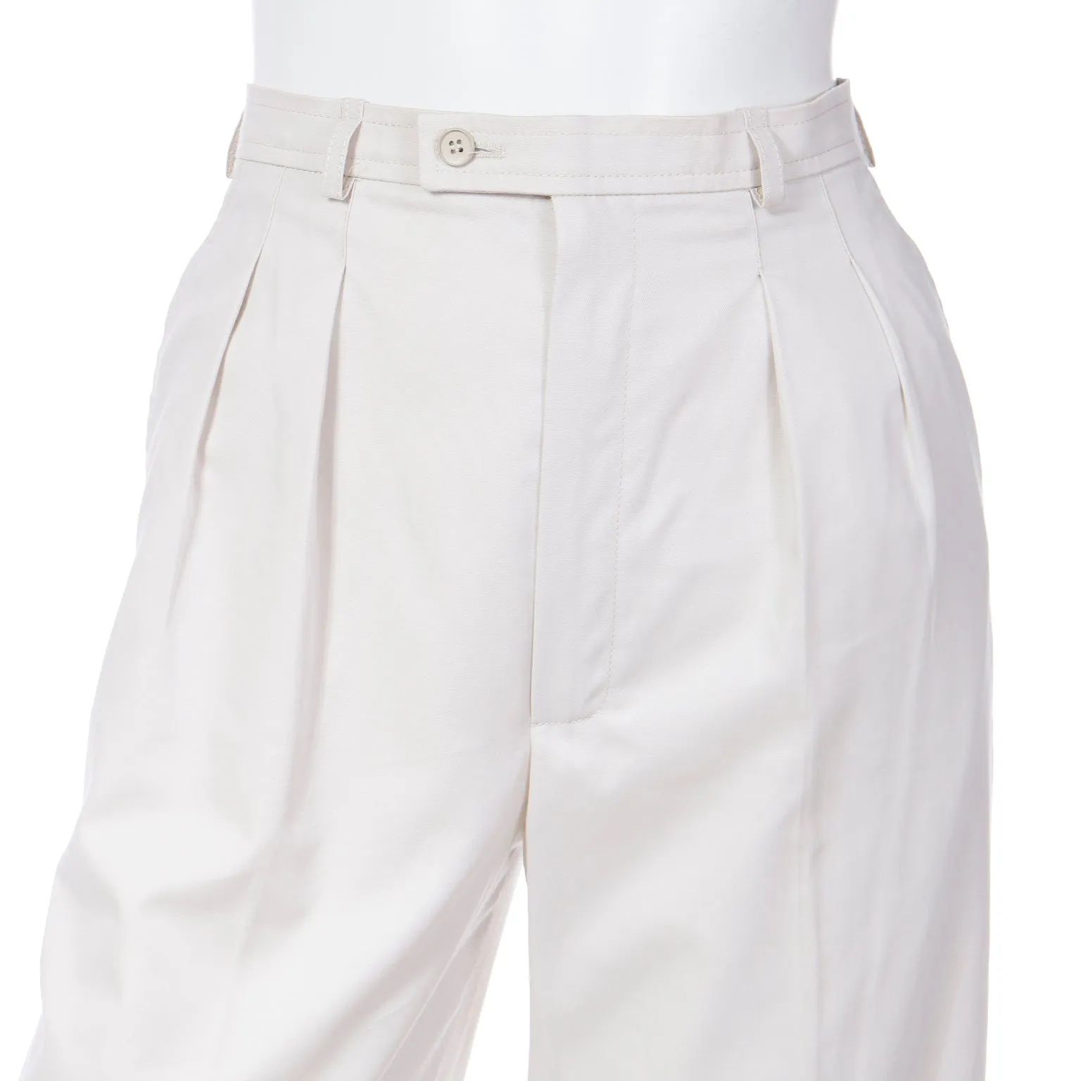 1980s Yves Saint laurent High Waist Pleated Neutral Cotton Trousers