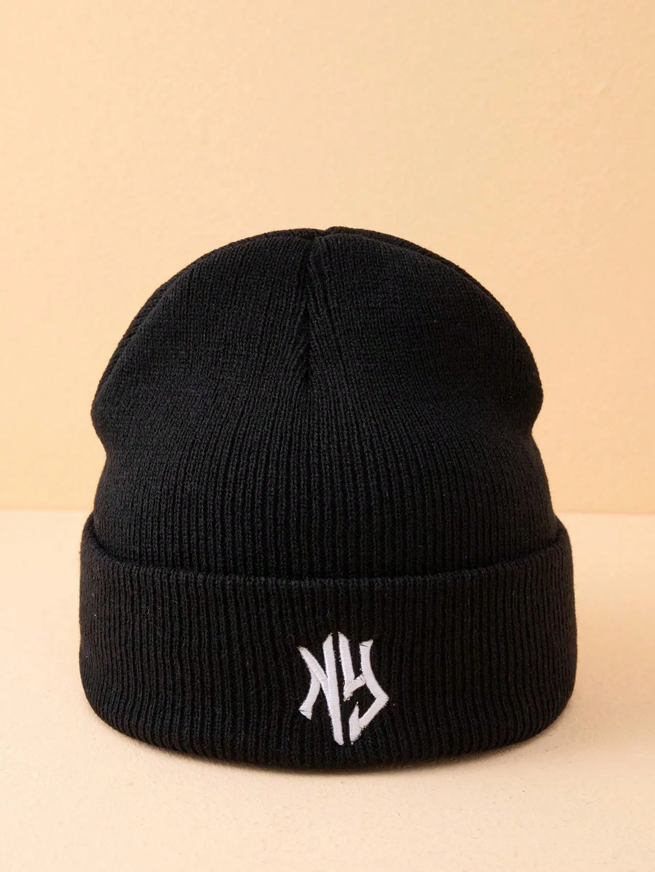 1pc Or 2pcs Men's Embroidered 3D Letter Pattern Knitted Beanie Hat, Suitable For Fall/Winter