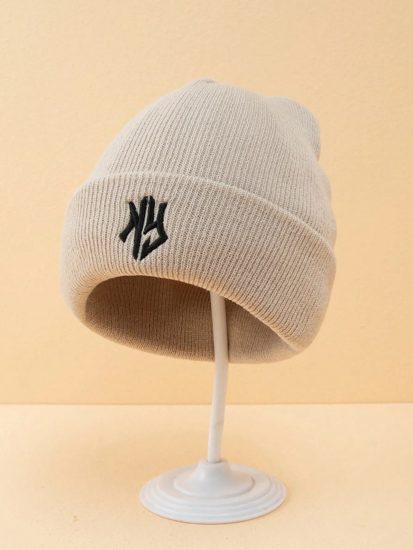 1pc Or 2pcs Men's Embroidered 3D Letter Pattern Knitted Beanie Hat, Suitable For Fall/Winter