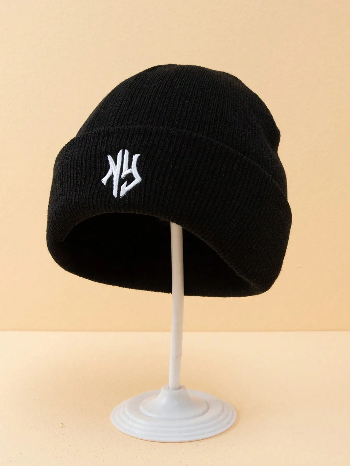 1pc Or 2pcs Men's Embroidered 3D Letter Pattern Knitted Beanie Hat, Suitable For Fall/Winter