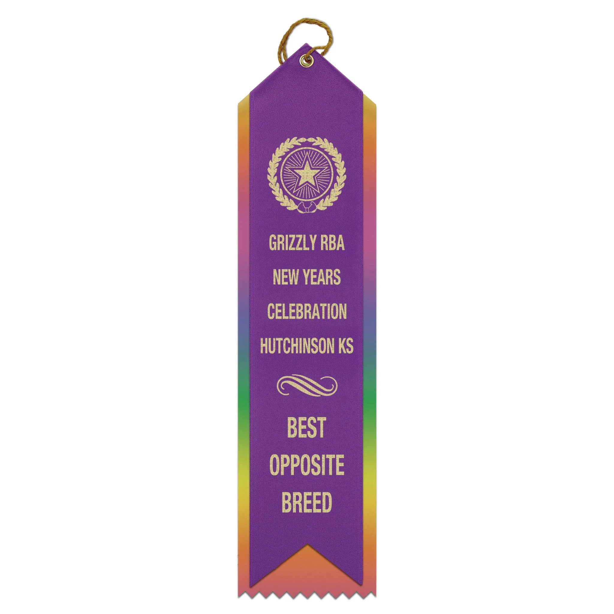 2-1/2" X 10" Custom Rainbow Point Top 2 Layered Ribbon