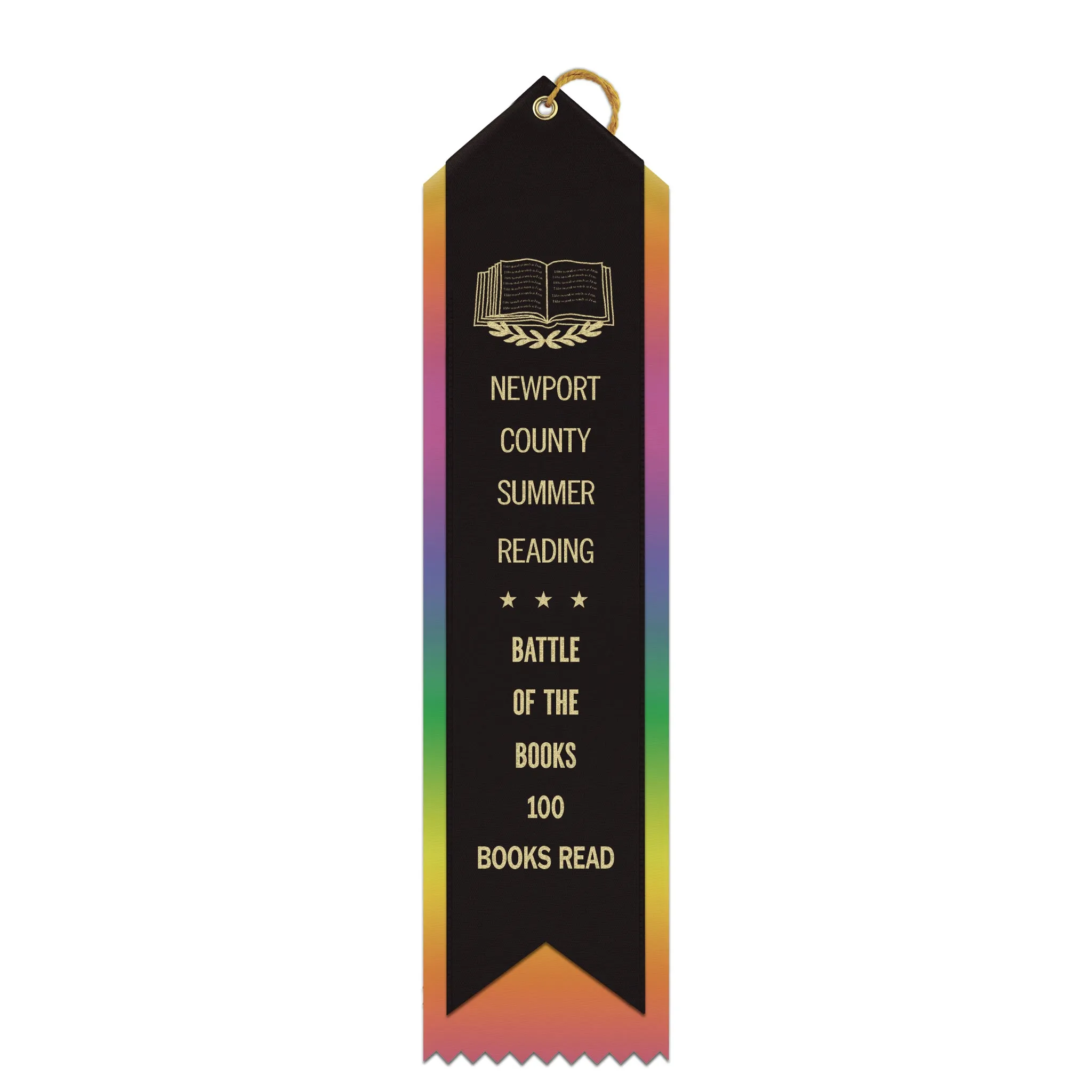 2-1/2" X 10" Custom Rainbow Point Top 2 Layered Ribbon