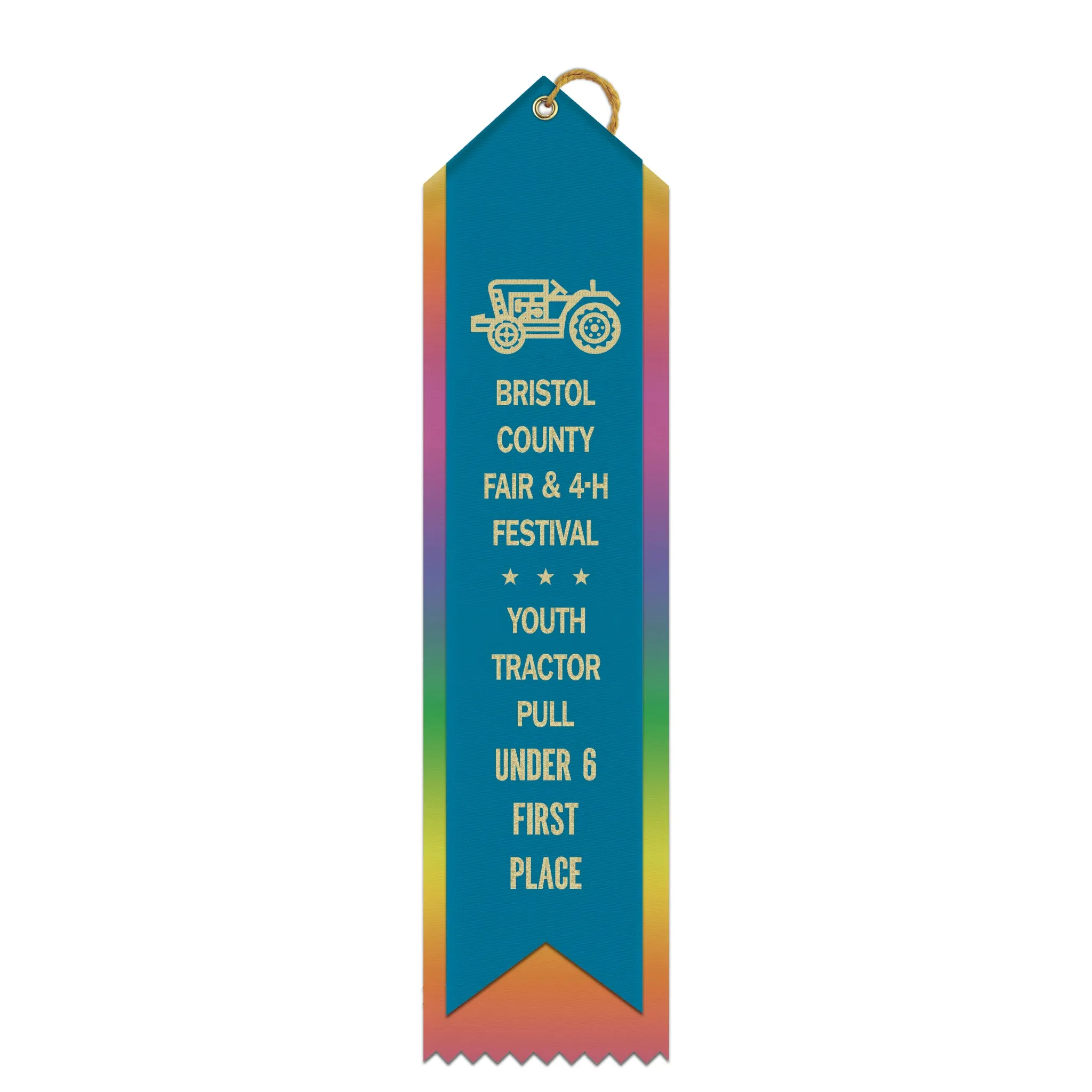 2-1/2" X 10" Custom Rainbow Point Top 2 Layered Ribbon