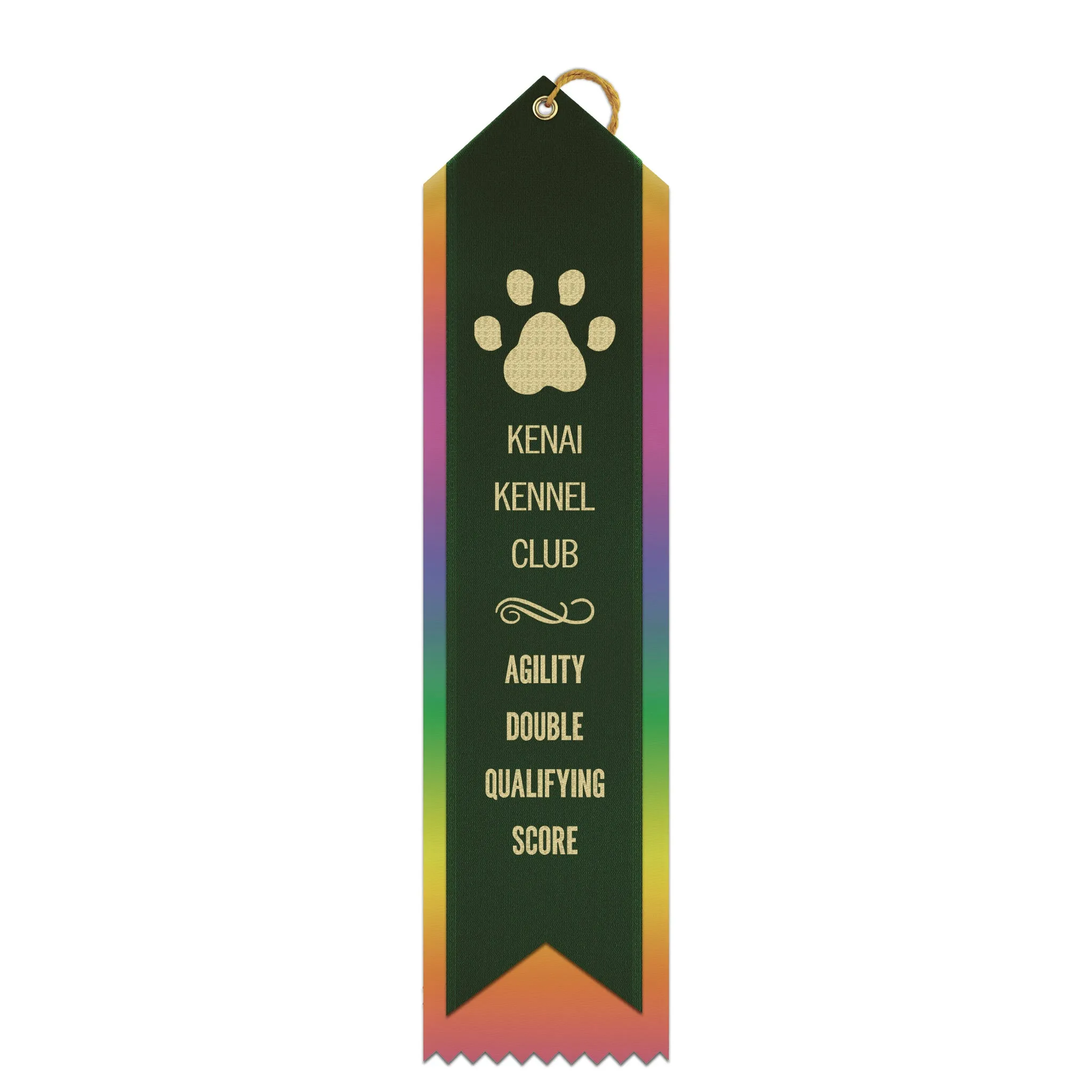 2-1/2" X 10" Custom Rainbow Point Top 2 Layered Ribbon