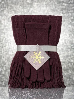 2-Piece Cable-Knit Scarf & Gloves Gift Set