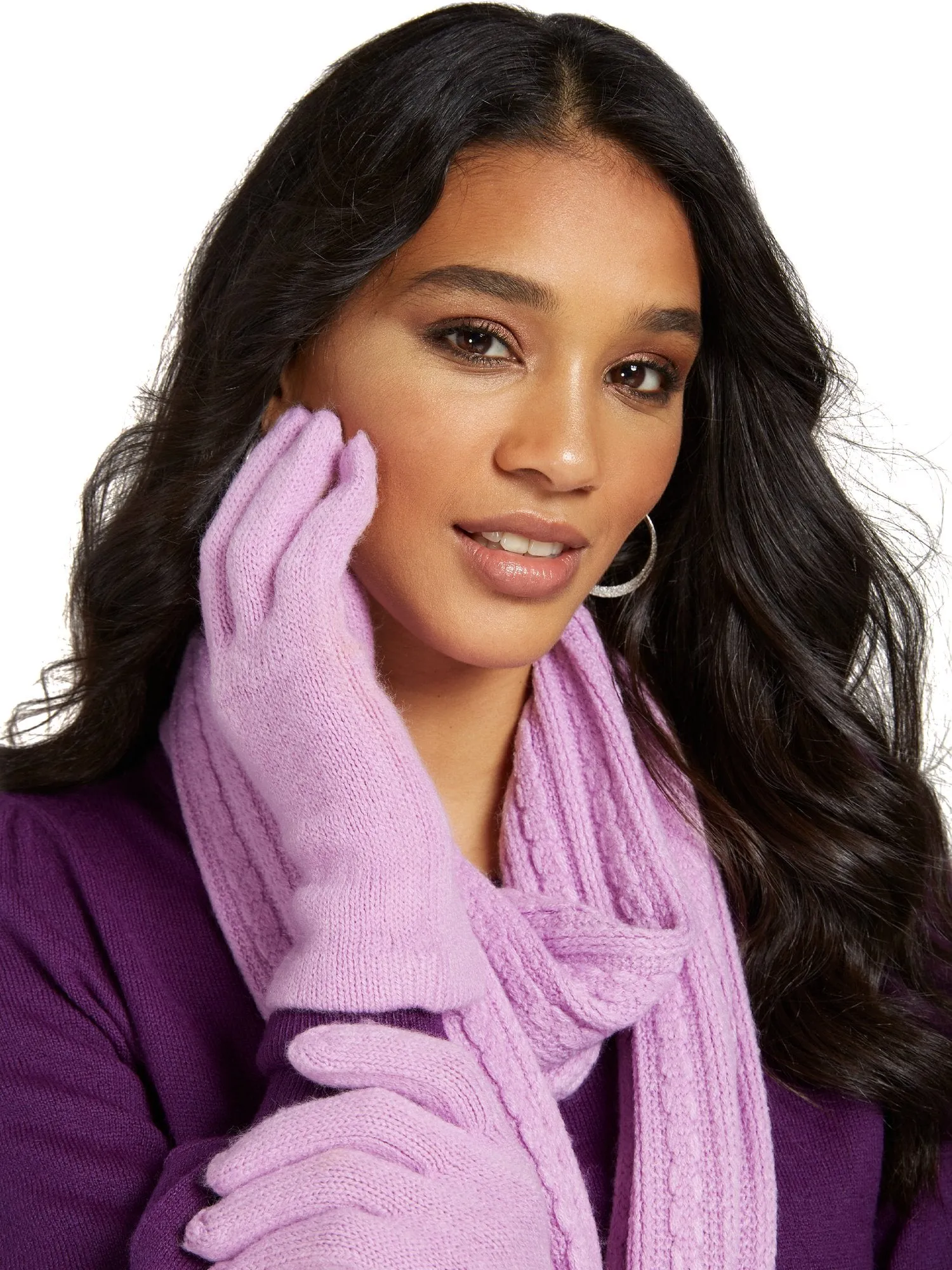 2-Piece Cable-Knit Scarf & Gloves Set