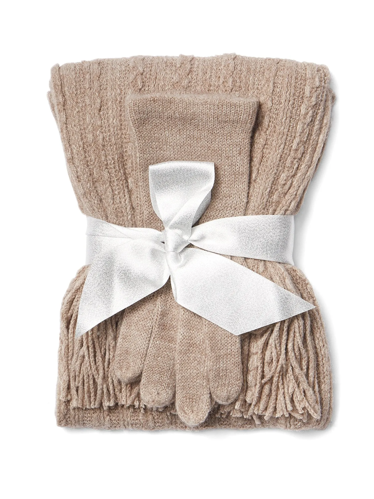 2-Piece Cable-Knit Scarf & Gloves Set