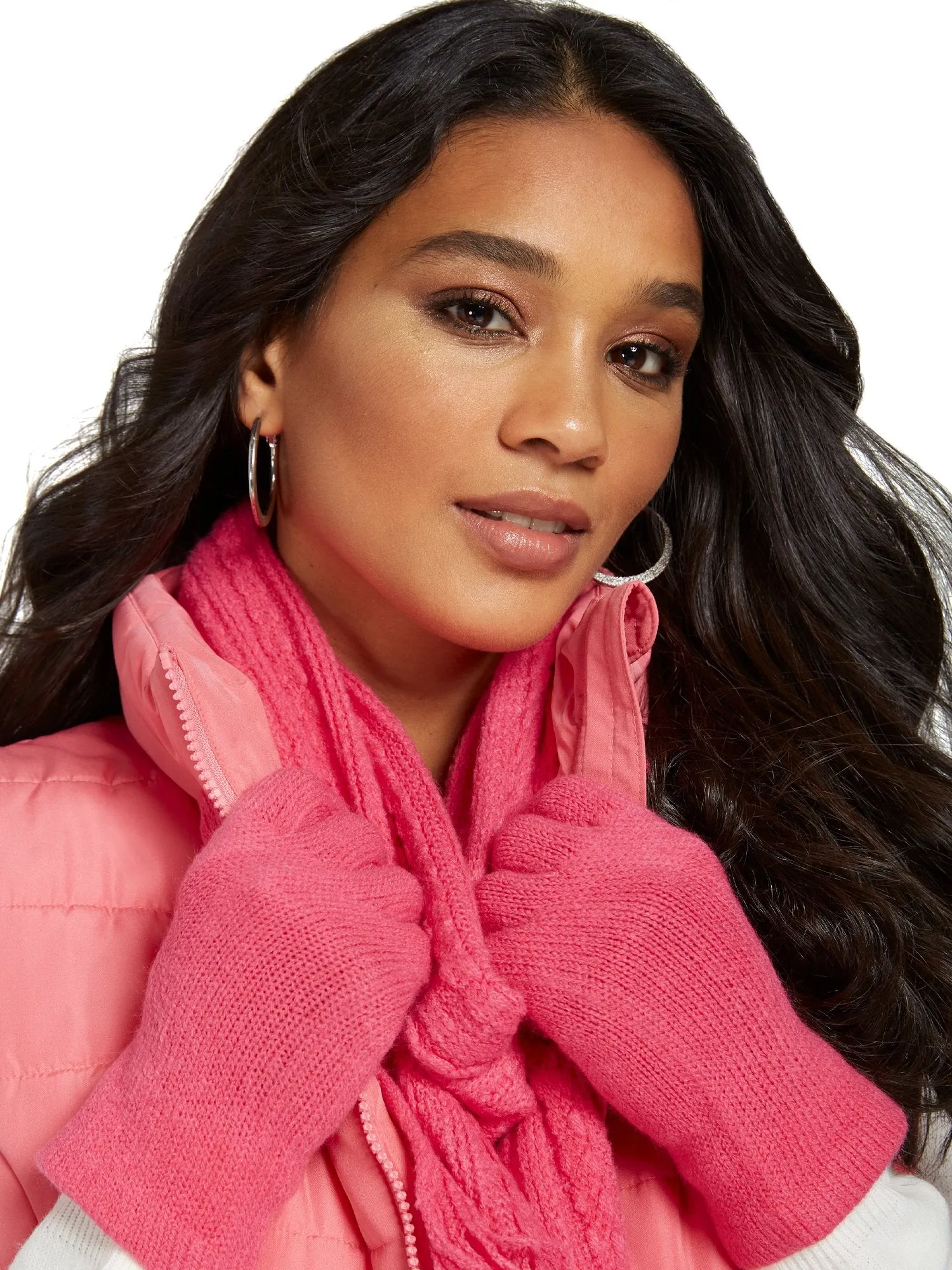 2-Piece Cable-Knit Scarf & Gloves Set