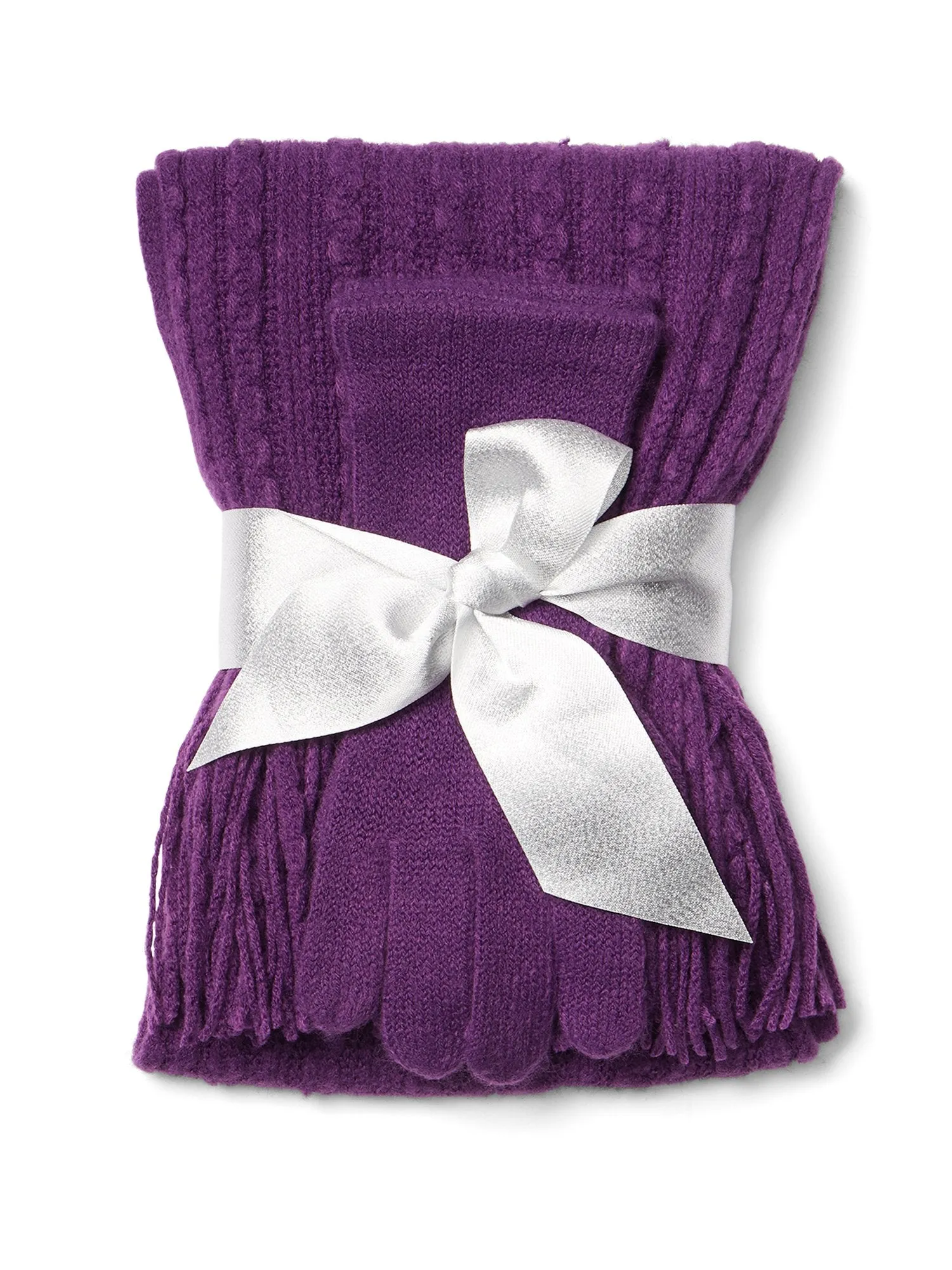 2-Piece Cable-Knit Scarf & Gloves Set