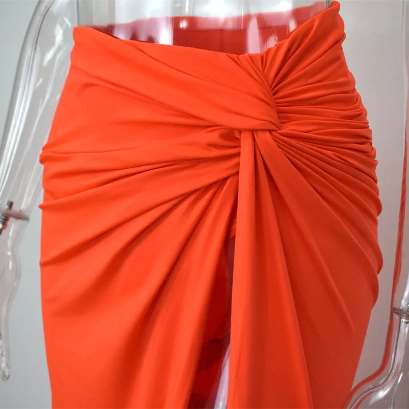 2 Piece Set with  high Split Maxi Skirt - multiple colours
