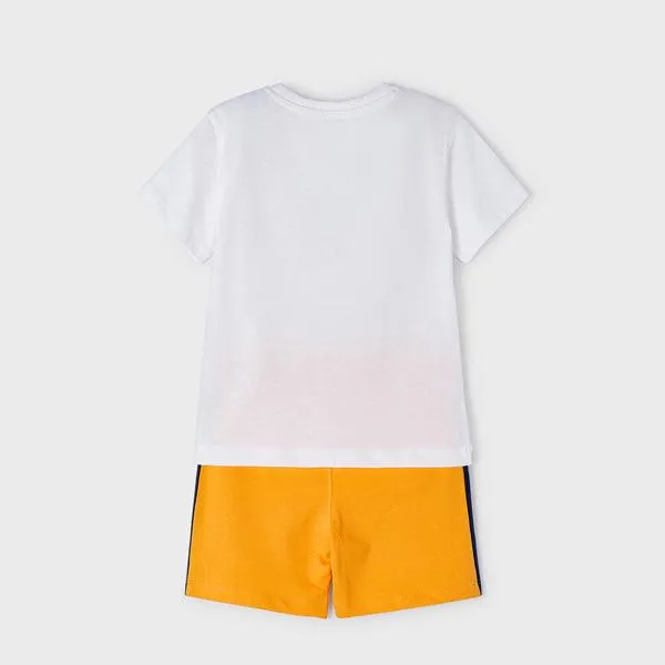 2 PIECE  WHITE AND YELLOW  SHORT SET FOR BOYS