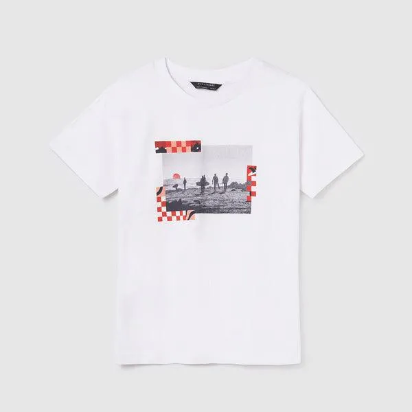 2 PIECES RED AND WHITE SHORT SLEEVE T-SHIRT SET FOR BOYS