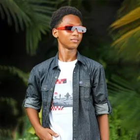 2 PIECES RED AND WHITE SHORT SLEEVE T-SHIRT SET FOR BOYS