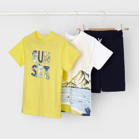 3 PIECES  MULTI-COLOUR SHORT SET FOR BOYS