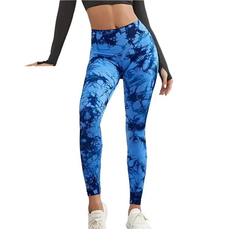47-Color Tie-Dye Marbled Yoga Pants – High-Waist Seamless Fitness Leggings for Women