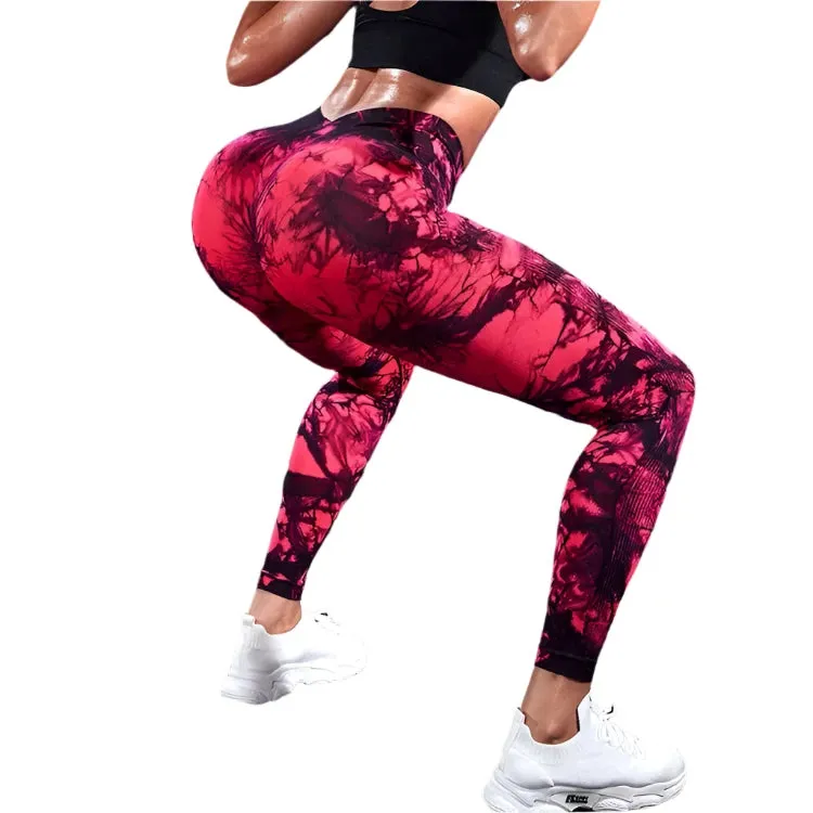 47-Color Tie-Dye Marbled Yoga Pants – High-Waist Seamless Fitness Leggings for Women