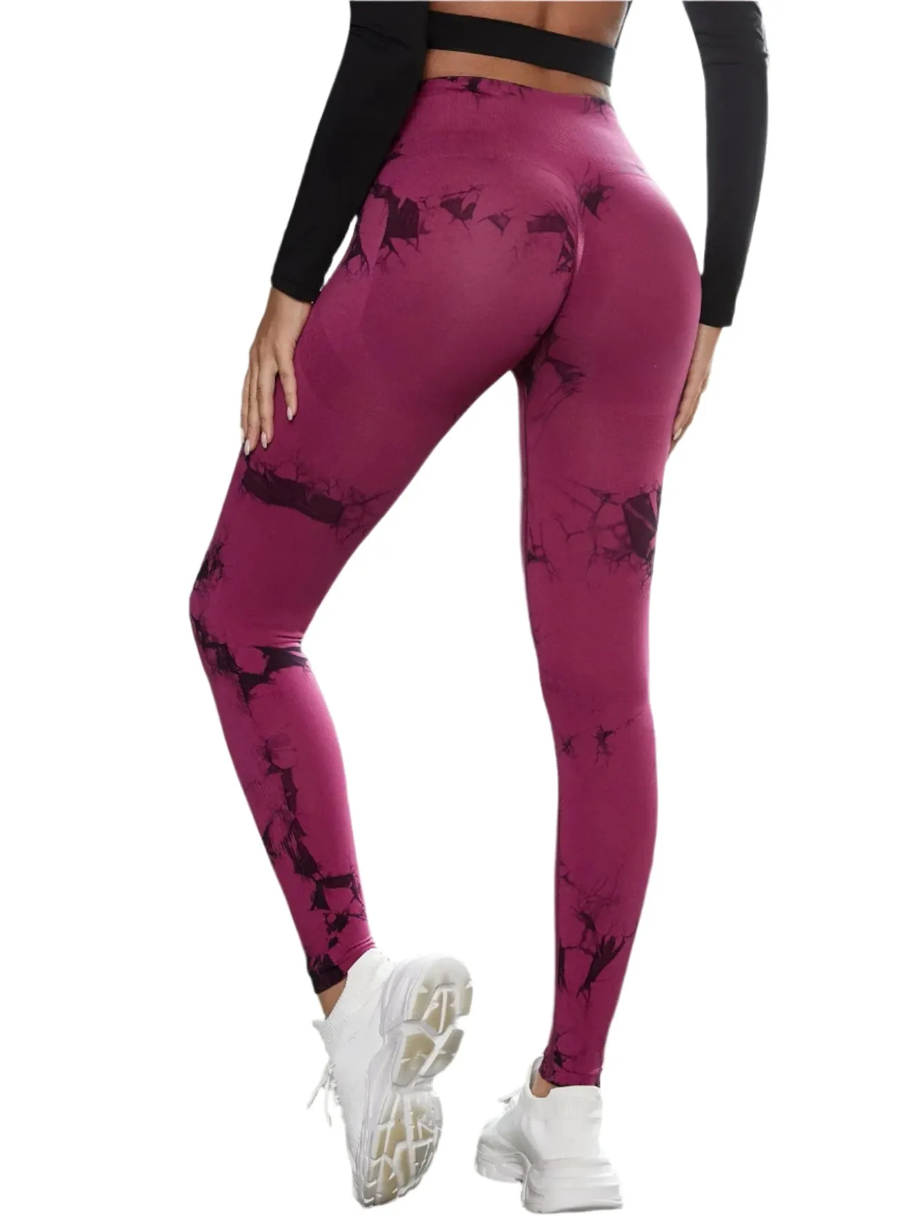 47-Color Tie-Dye Marbled Yoga Pants – High-Waist Seamless Fitness Leggings for Women