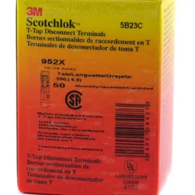 50 Pack of 3M 952X 18-14 AWG T-Tap Disconnect Terminals