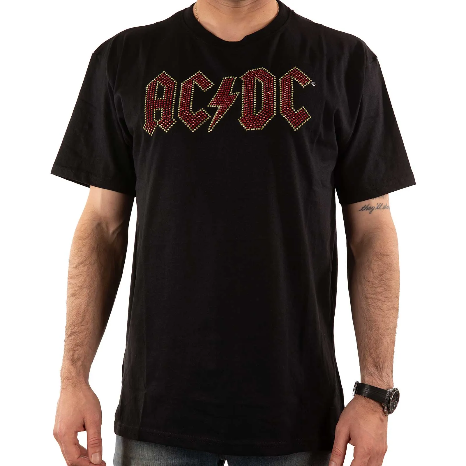 AC/DC Unisex Adult Embellished Logo T-Shirt