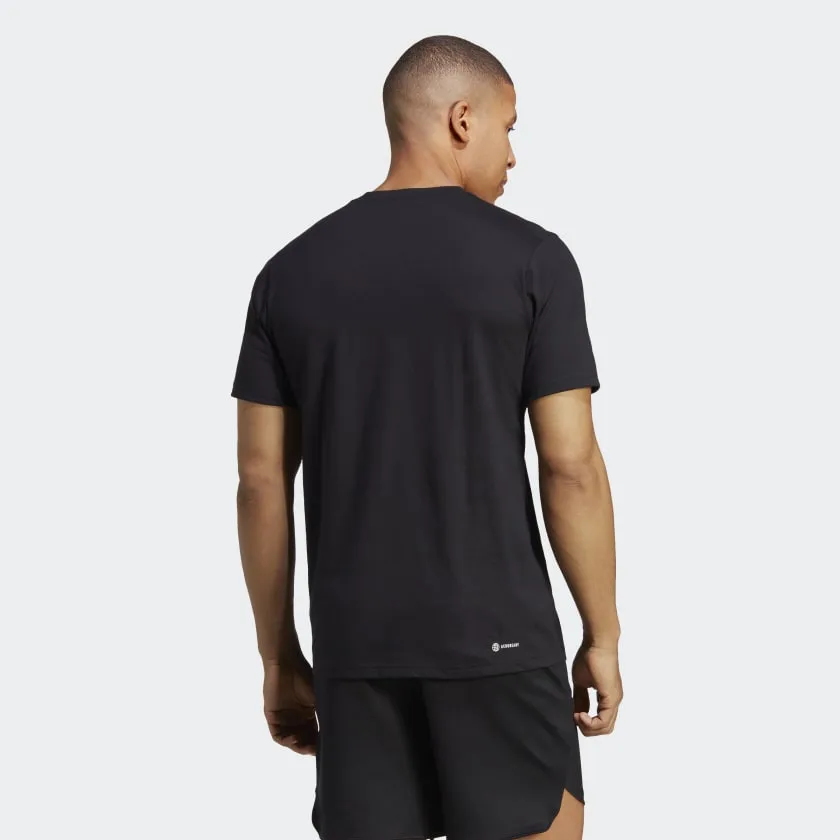 ADIDAS TRAIN ESSENTIALS FEELREADY LOGO TRAINING TEE - MENS -BLACK