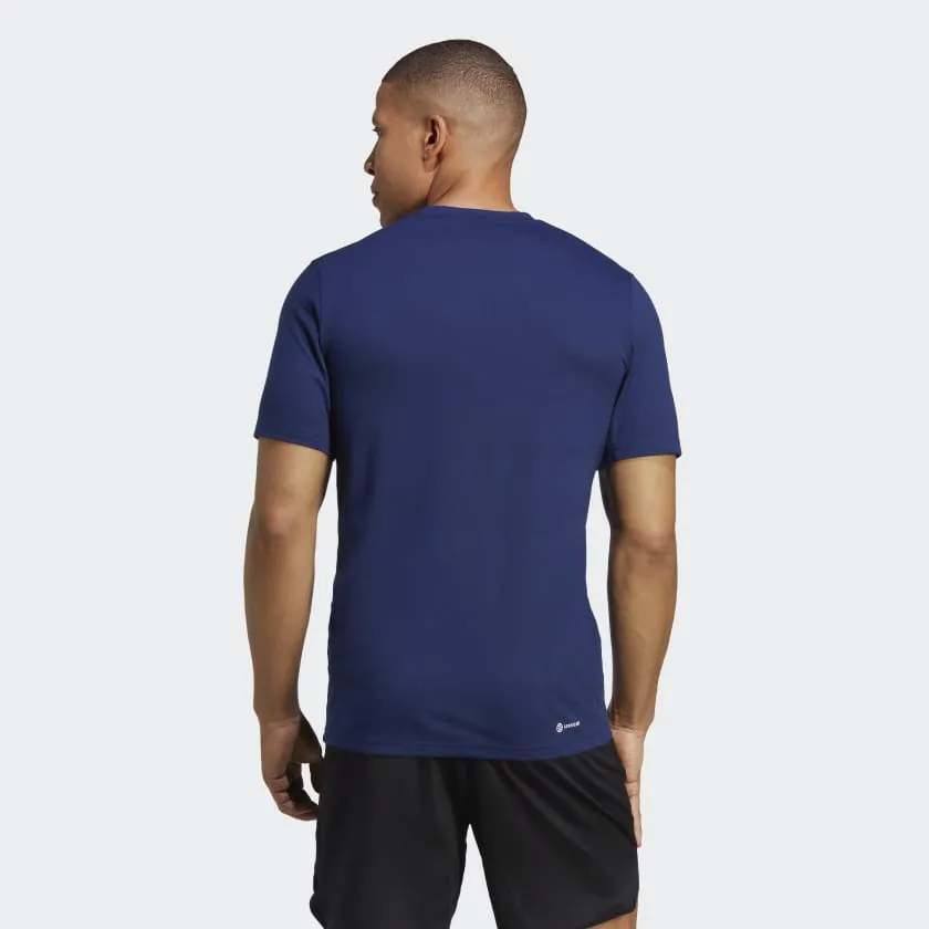 ADIDAS TRAIN ESSENTIALS FEELREADY LOGO TRAINING TEE - MENS -DARK BLUE