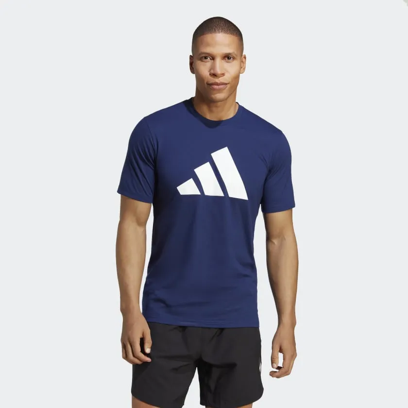 ADIDAS TRAIN ESSENTIALS FEELREADY LOGO TRAINING TEE - MENS -DARK BLUE