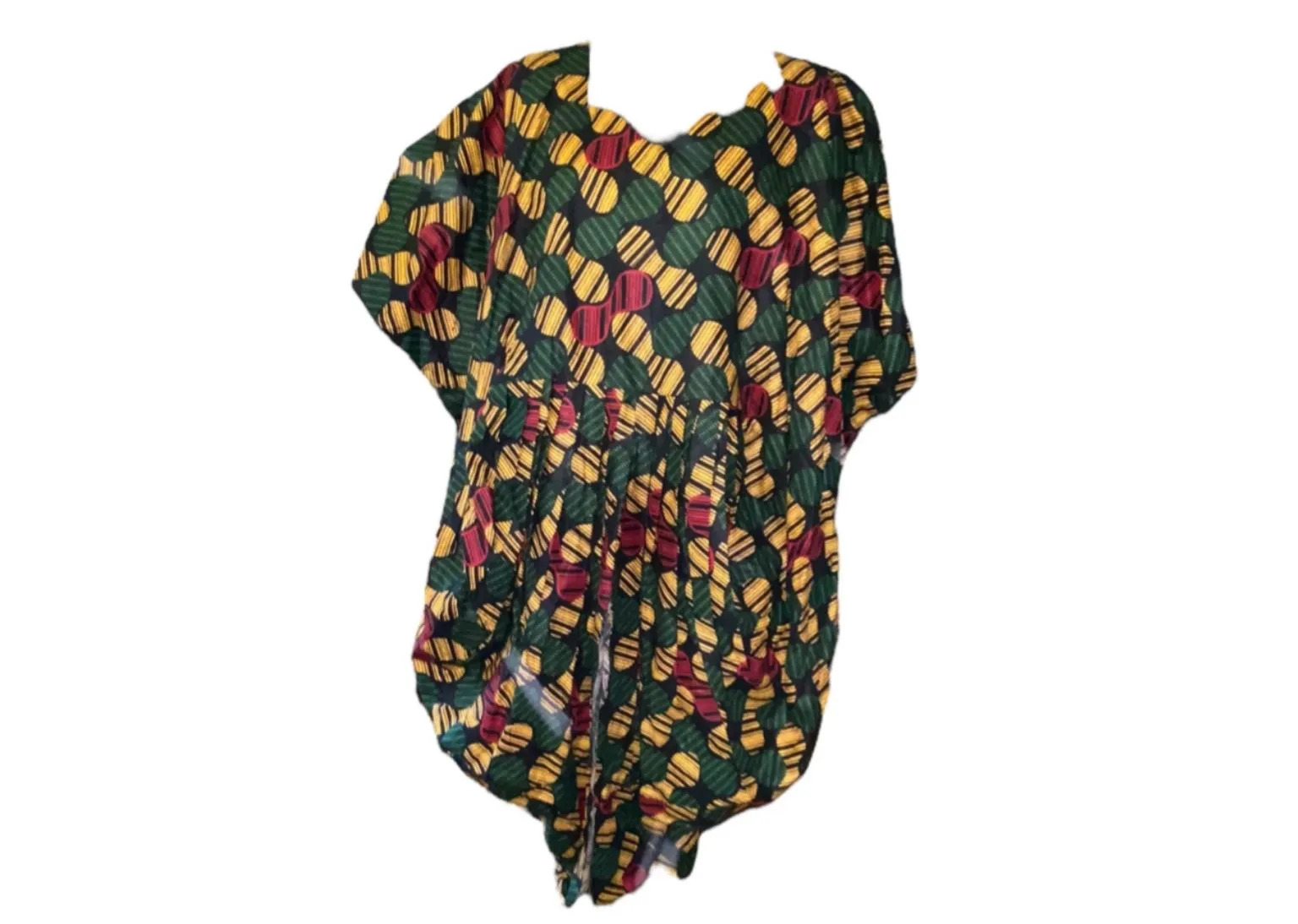 African Print Women's Kaftan Tunic & Elastic High Waist Harlem Pants Set Multico