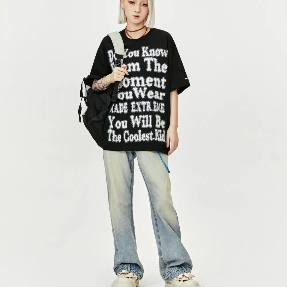 “American Loose Plush Letters” T-shirt