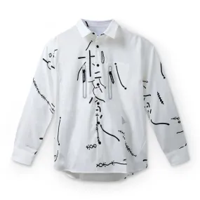 And Wander Men's Daijiro Ohara Map Key Print Shirt White