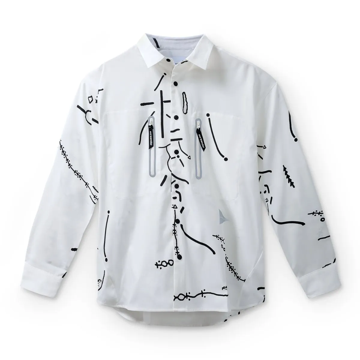 And Wander Men's Daijiro Ohara Map Key Print Shirt White