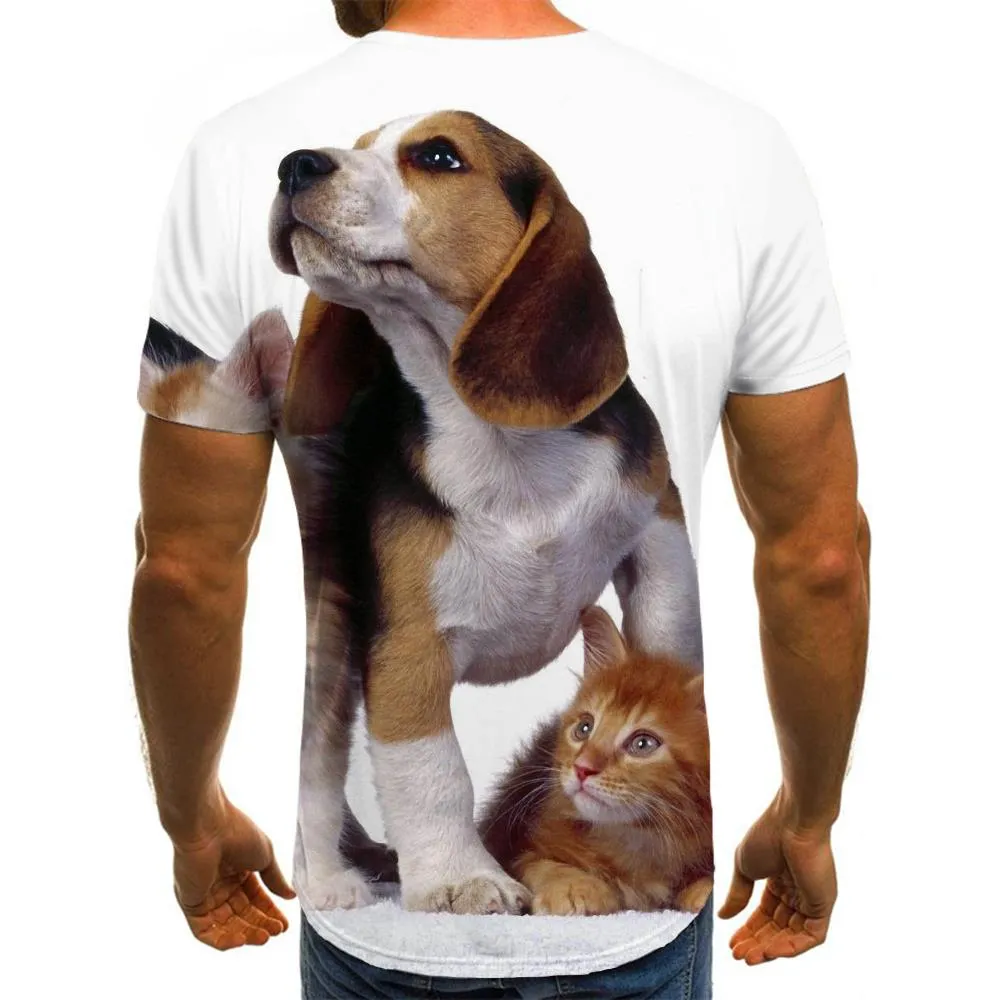 animal shirtPrint clothes docile petsart costume Cool cat and dog men