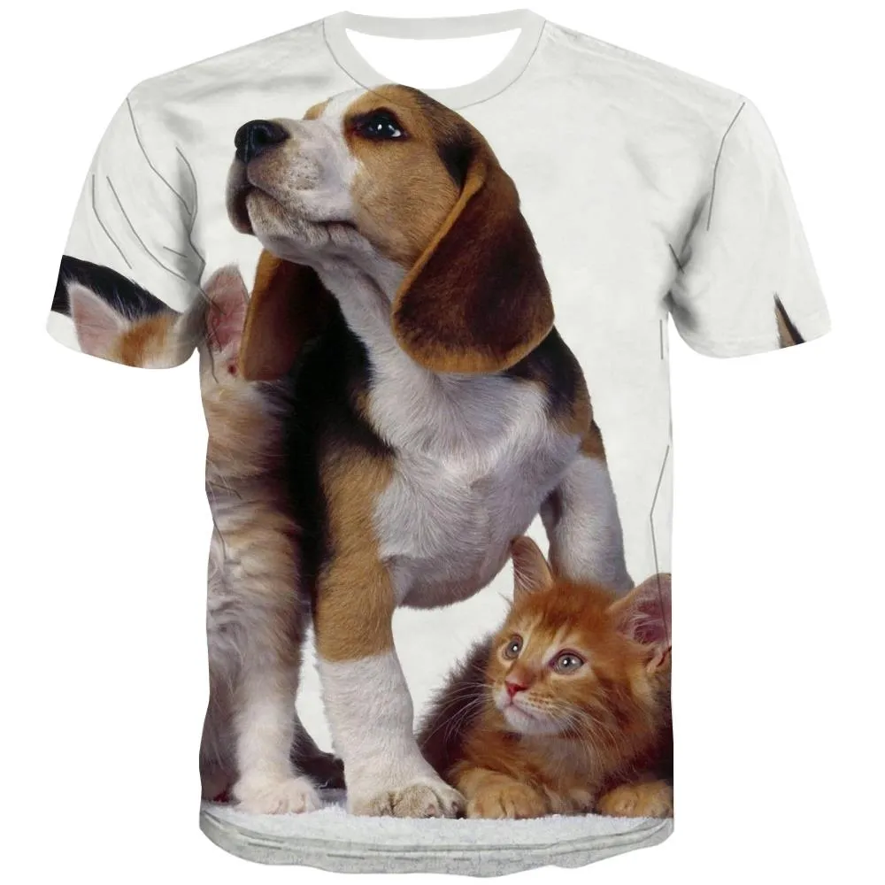 animal shirtPrint clothes docile petsart costume Cool cat and dog men