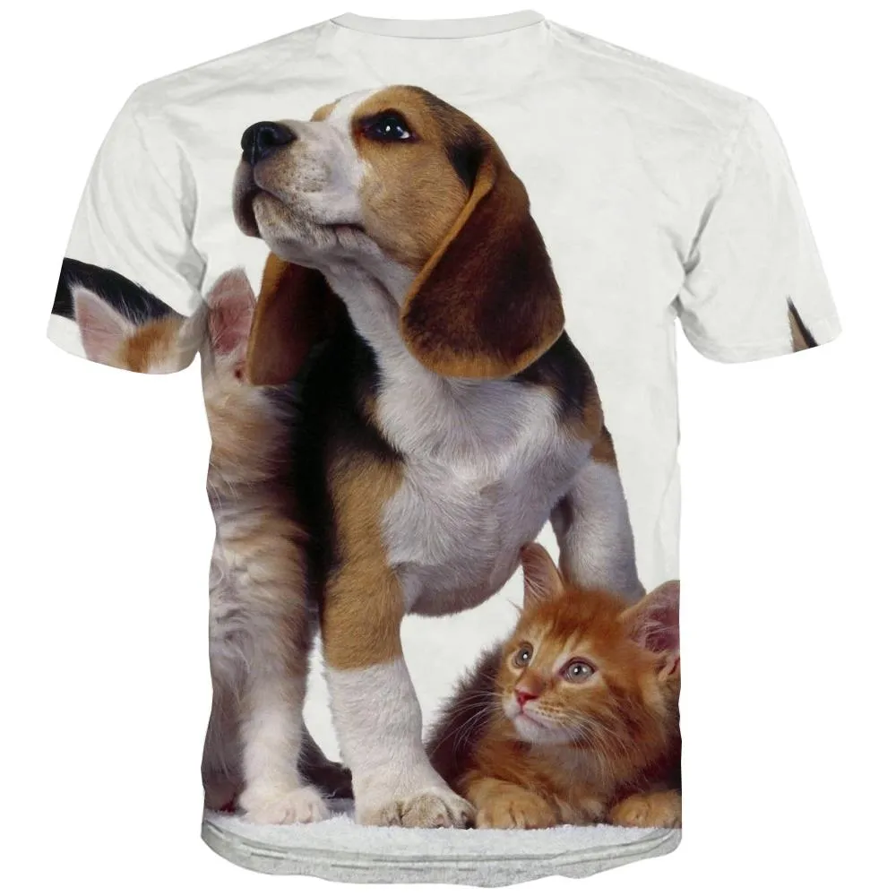 animal shirtPrint clothes docile petsart costume Cool cat and dog men