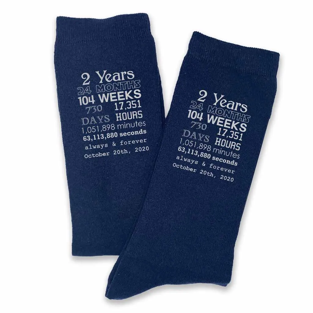 Anniversary Timeline - 2 Year Anniversary Men's Dress Socks