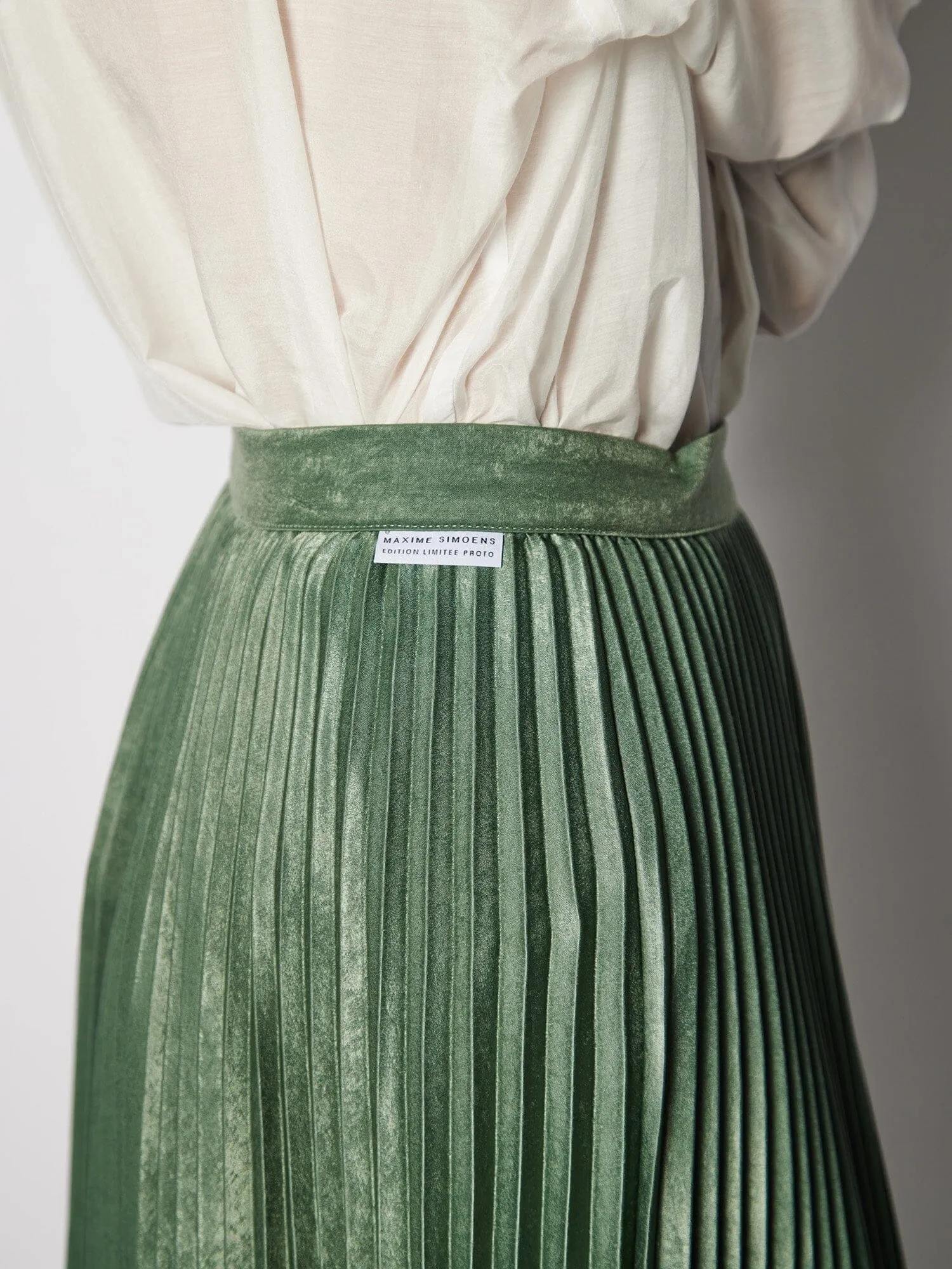 Asymmetrical Pleated Satin Skirt