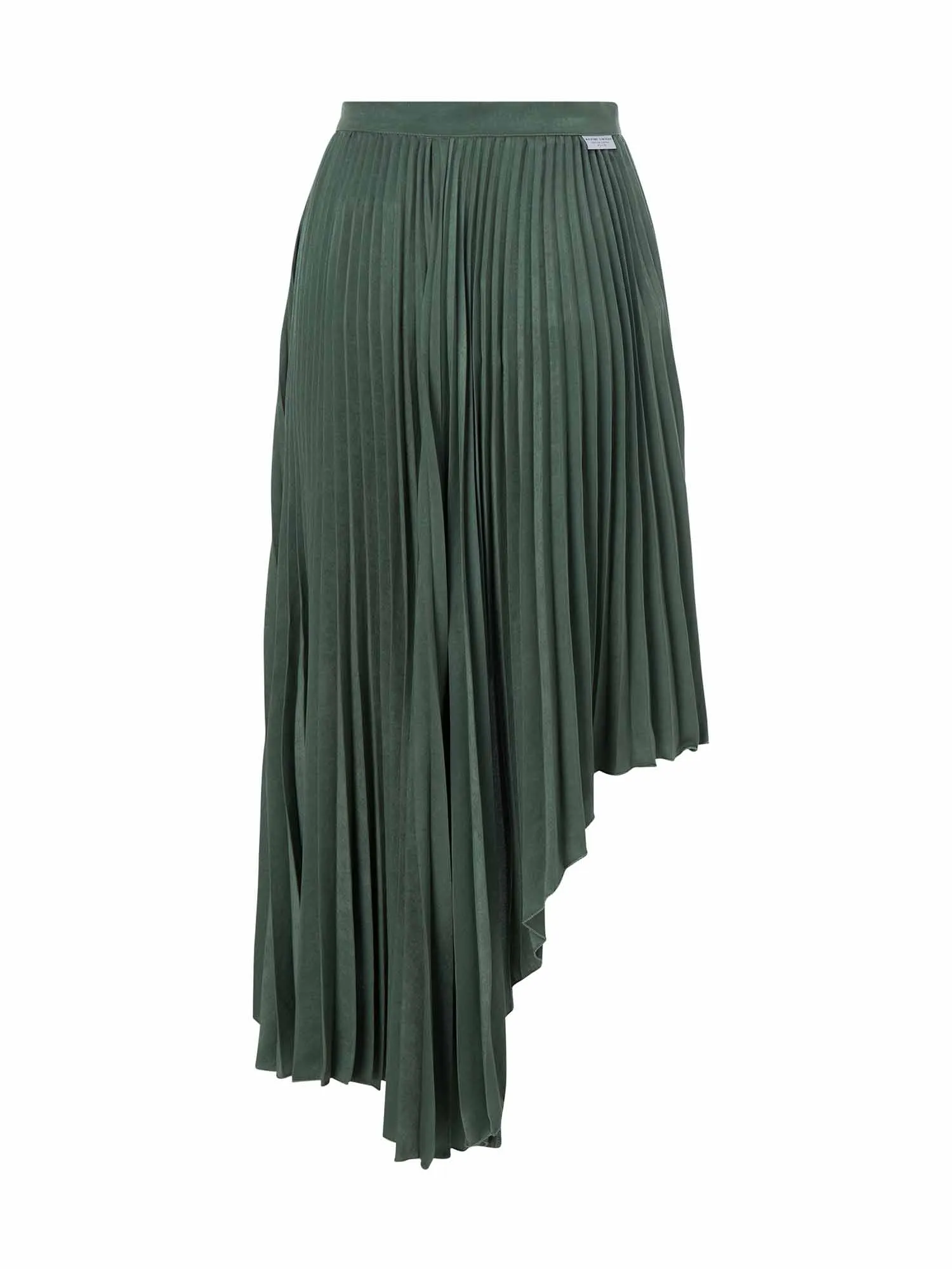 Asymmetrical Pleated Satin Skirt