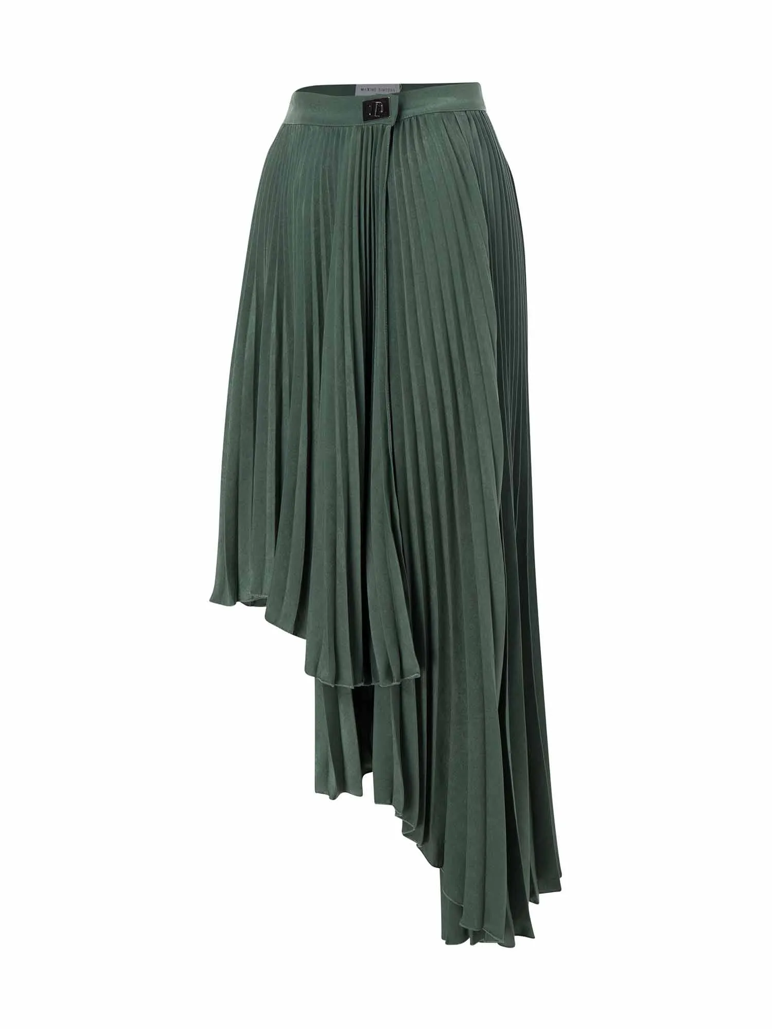 Asymmetrical Pleated Satin Skirt