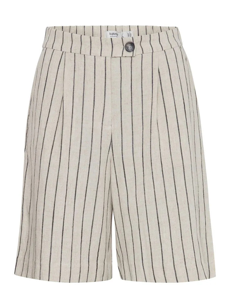 B Young ByJohanna Short Linen Black Stripe