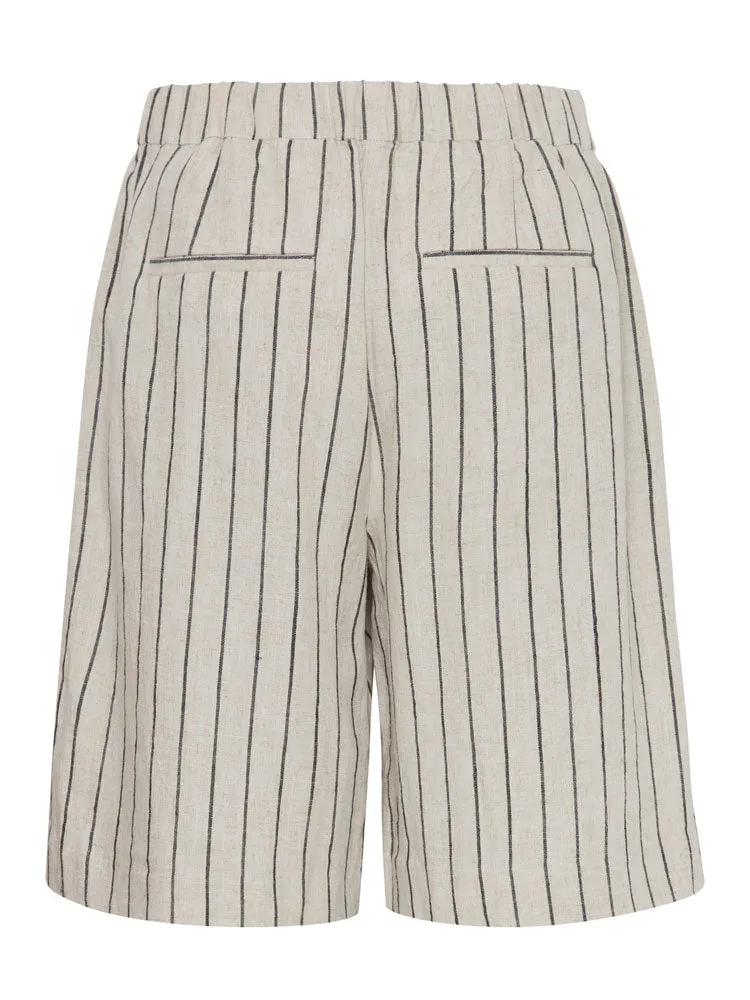 B Young ByJohanna Short Linen Black Stripe