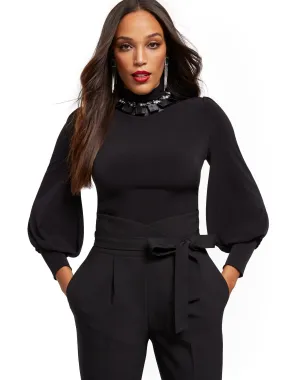 Balloon-Sleeve Turtleneck Top - 7th Avenue