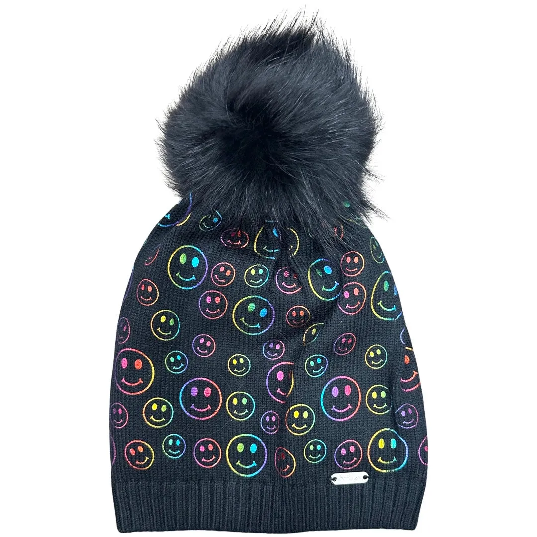 Bari Lynn Rainbow Smile Foil Hat - Black