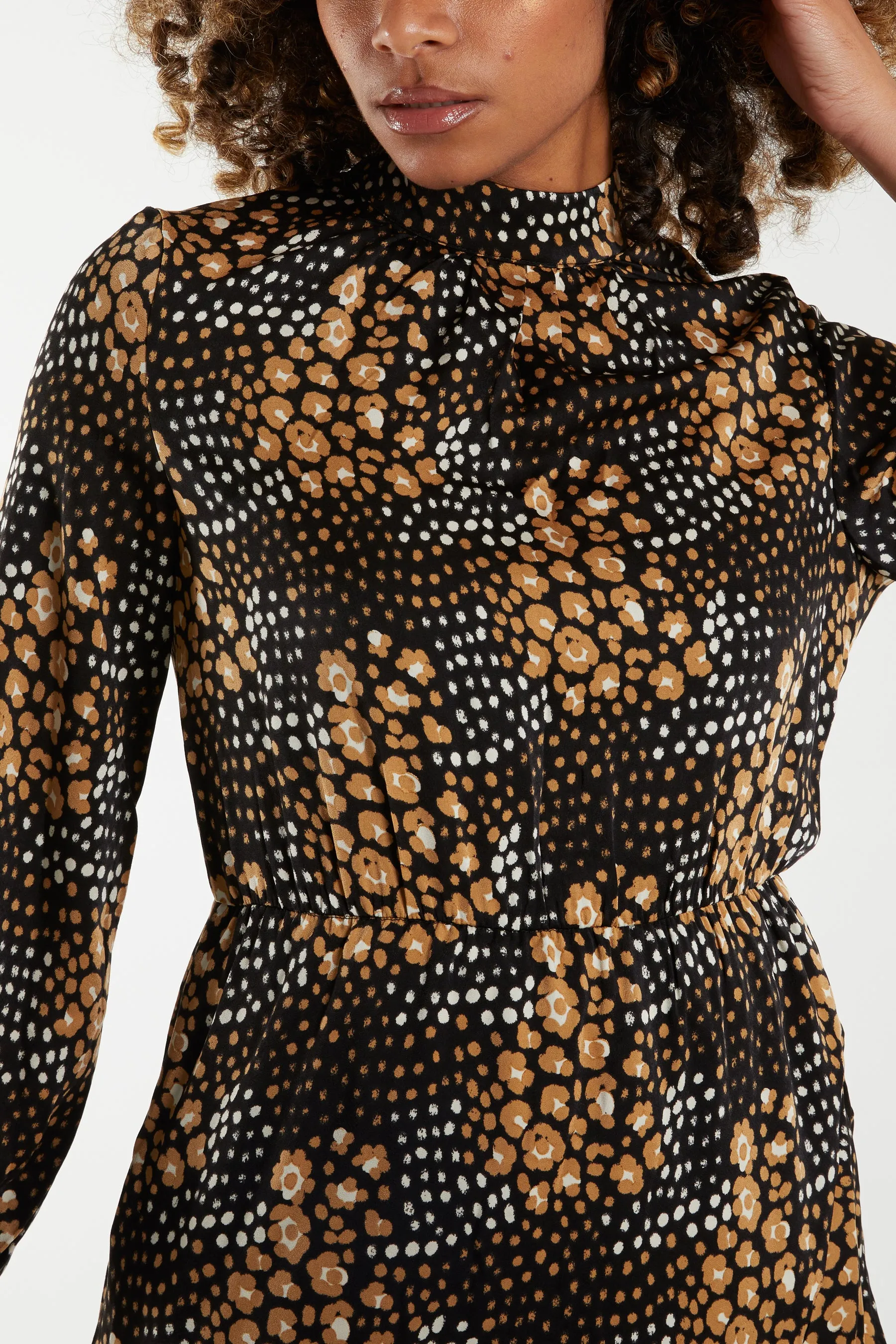 Blouson Elasticated Wrap Floral Midi Dress