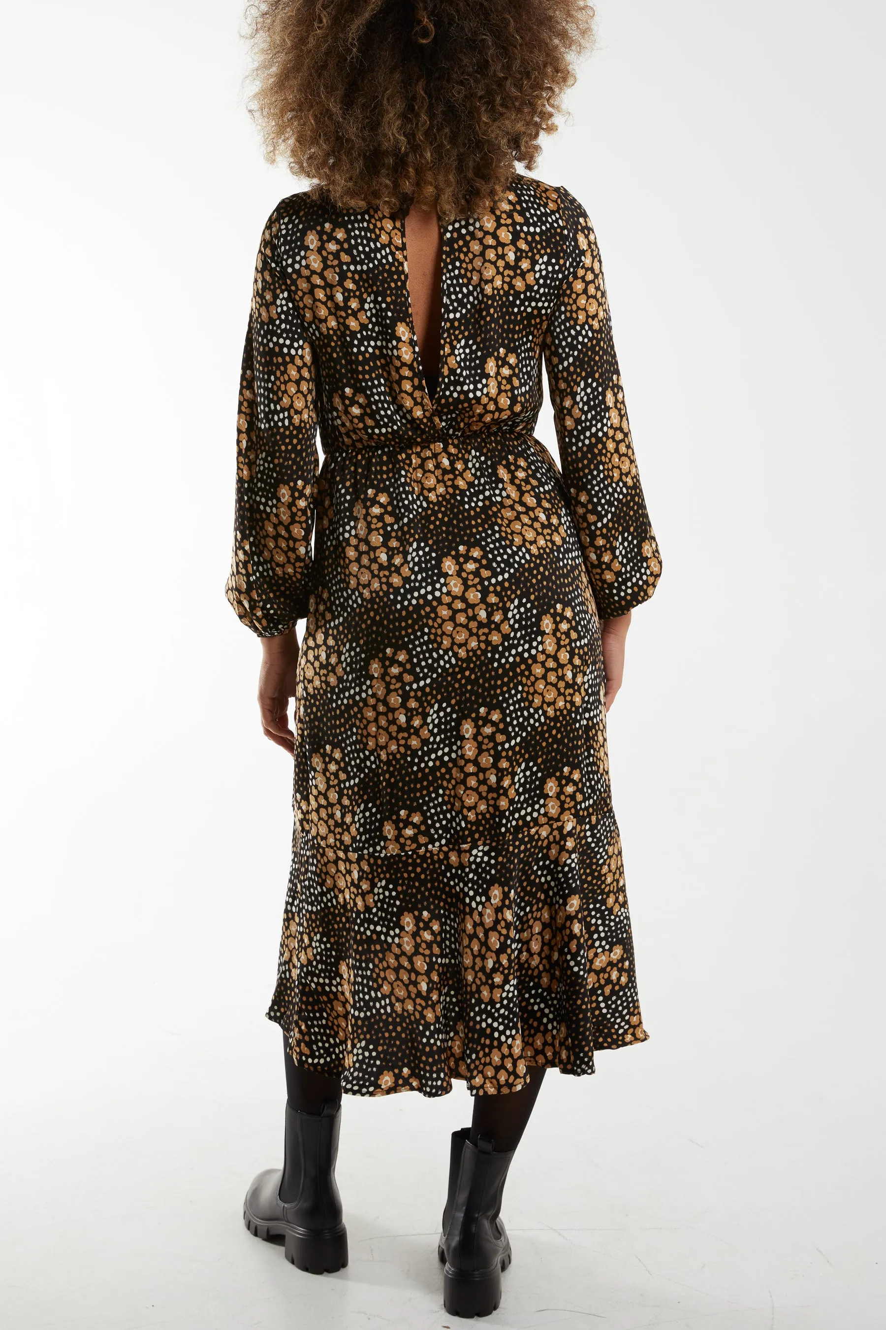 Blouson Elasticated Wrap Floral Midi Dress