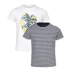 BOYS WHITE AND BLACK STRIPE SHORT SLEEVE T-SHIRT PACK