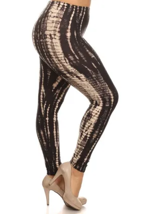 Brown Tie Dye Print QUEEN SIZE Leggings