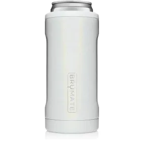Brumate Slim Can cooler 12 oz white glitter
