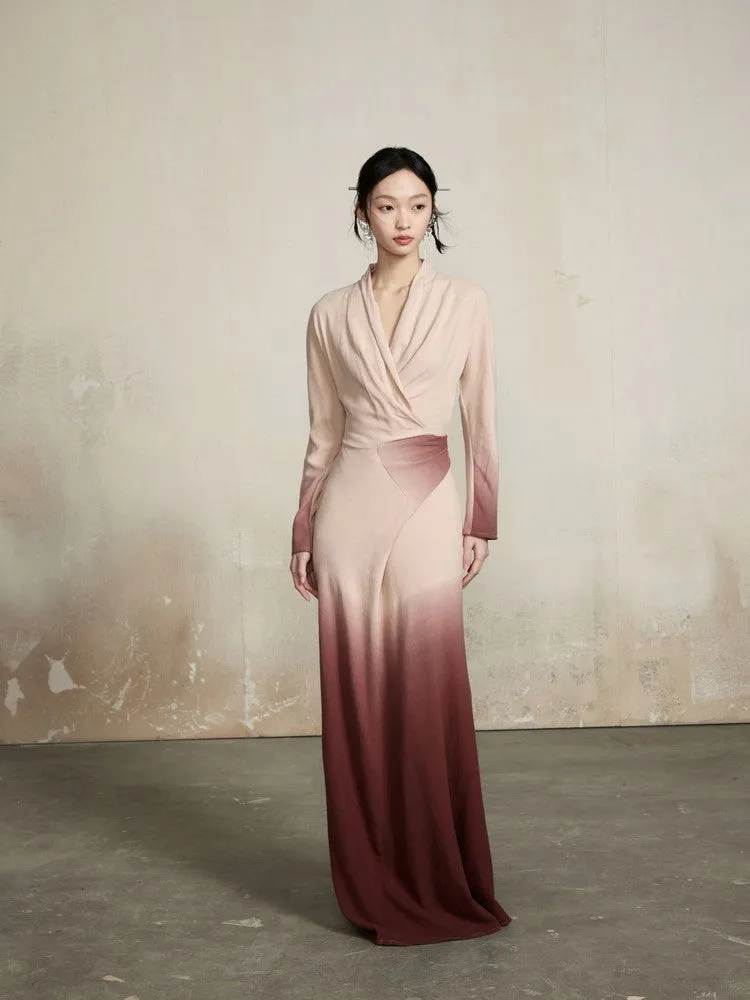 Cache-Coeur Gradation Long Wrap Dress