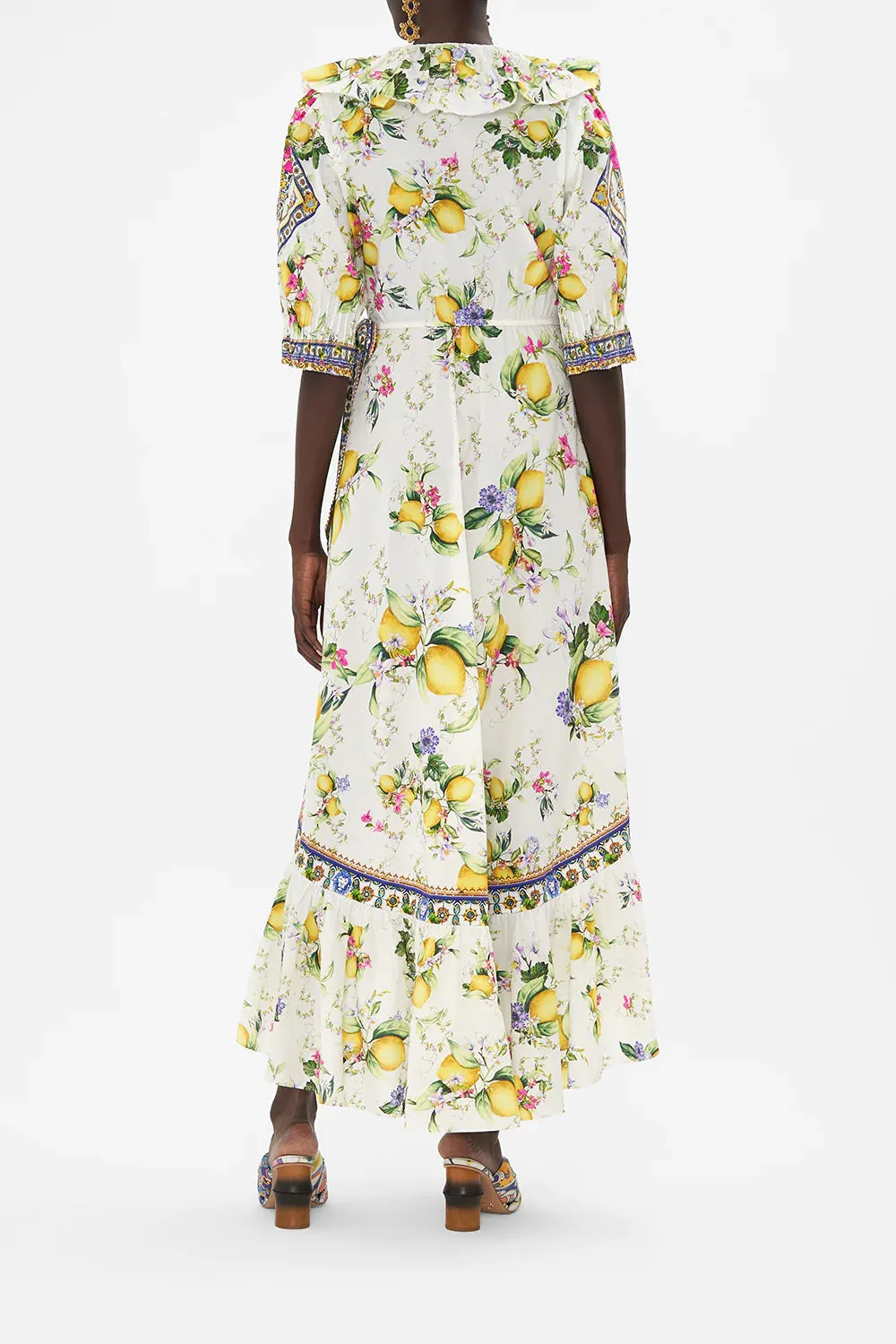 Camilla Maxi Wrap Dress With Puff Sleeve - Caterina Spritz
