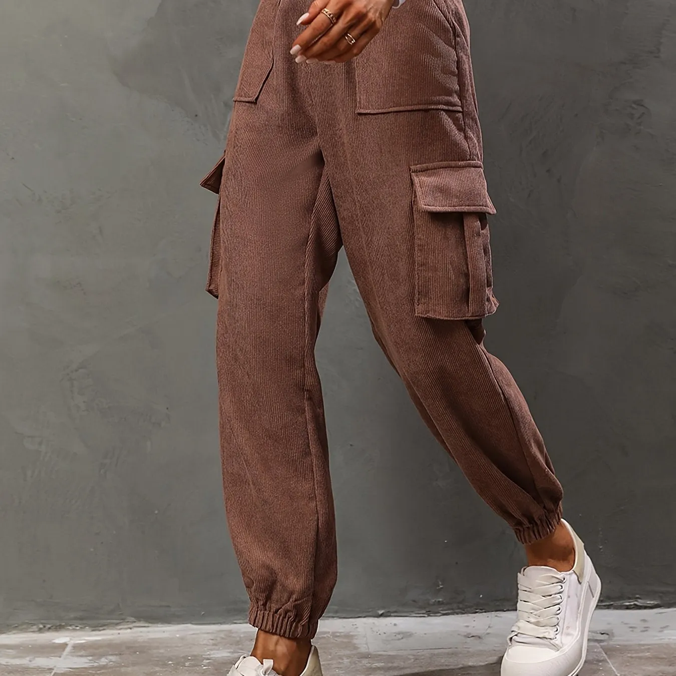 Casual Solid High Waist Pants With Pockets, Casual Every Day Pants