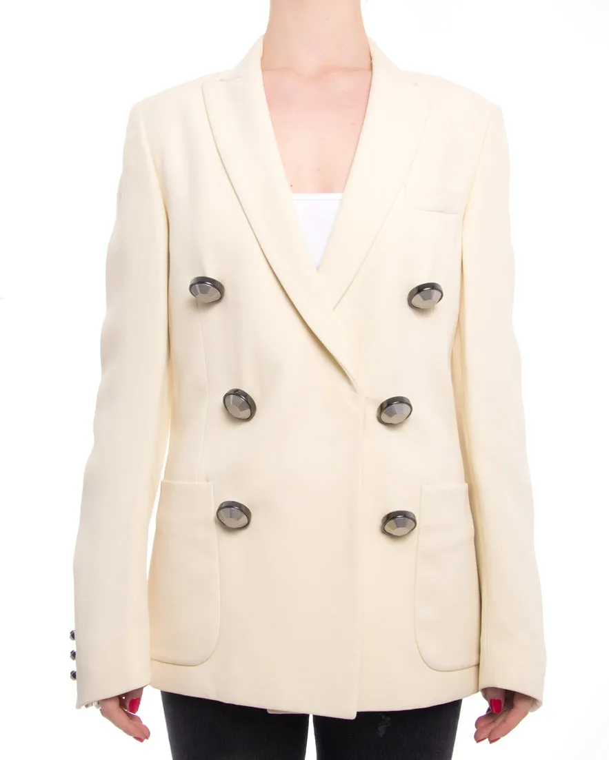 Christopher Kane Spring 2015 Runway Ivory Jacket with Silver Buttons
